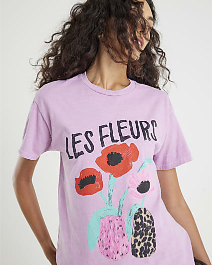 Pink Short Sleeve Les Fleurs T-shirt