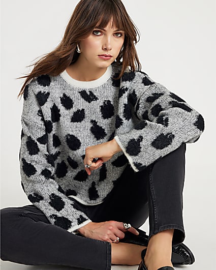 Black Leopard Print Jumper