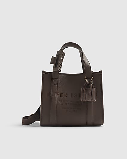 Brown Embroidered Tote Bag and Hair Clip