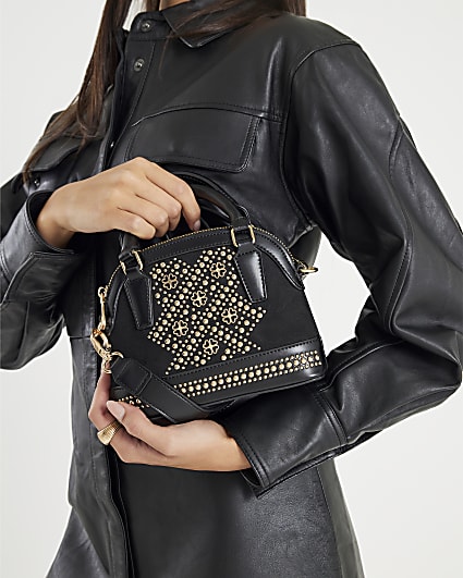 Black Studded Detail Crossbody Bag