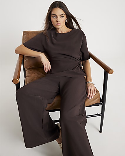 Brown Wide Leg Trousers