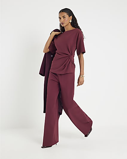 Red Wide Leg Trousers