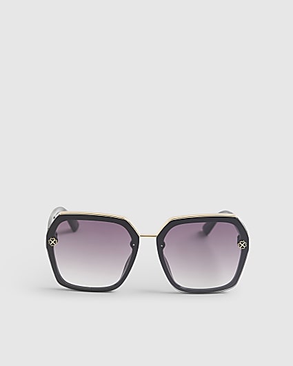 Black Metal Hexagon Sunglasses