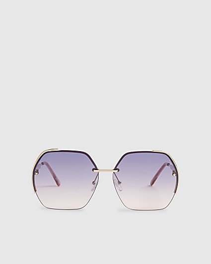 Purple Oversized Rimless Sunglasses
