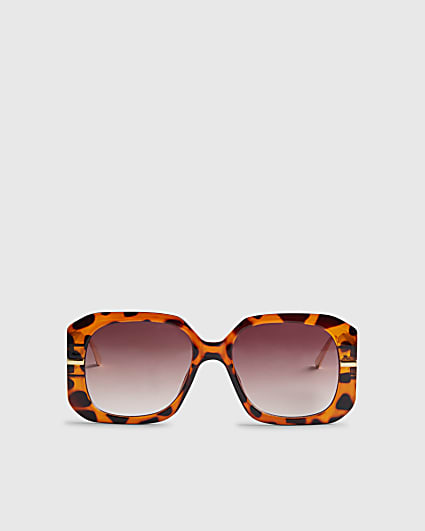 Brown Tortoise Square Glam Sunglasses