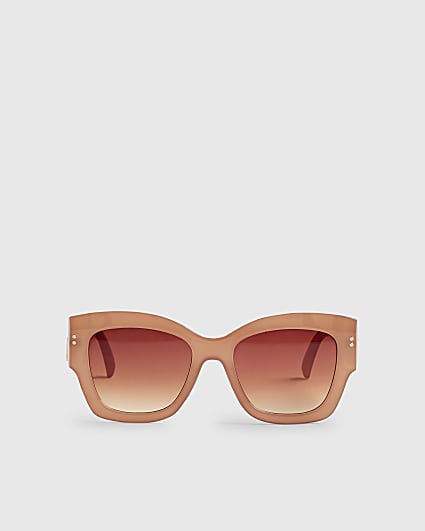 Pink Hammered Side Detail Sunglasses