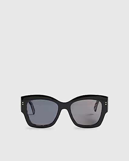 Black Glam Visor Hammered Sunglasses
