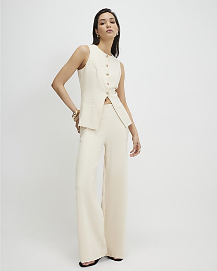 Cream Scallop Ponte Waistcoat