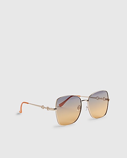 Gold Ombre Square Oversized Sunglasses
