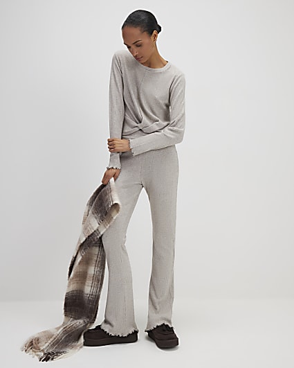 Beige Twist Top Loungewear Set