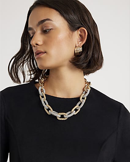 Gold Diamante Chain Necklace