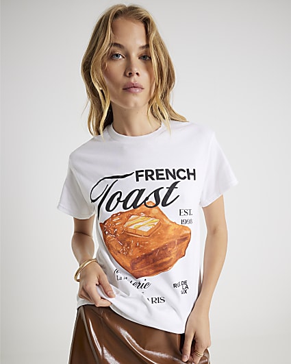 White Short Sleeve French Toast T-shirt