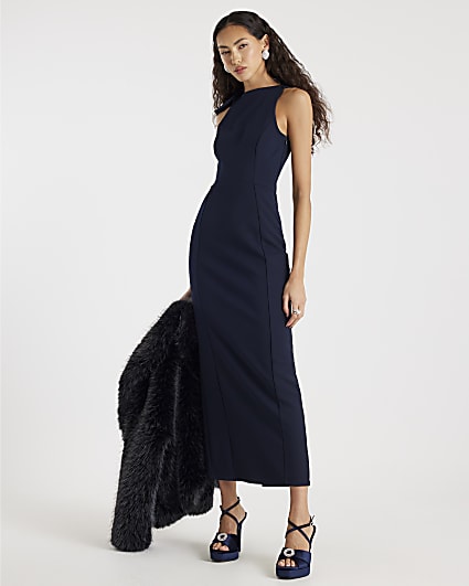 Black Premium Sleeveless Bow Back Maxi Dress
