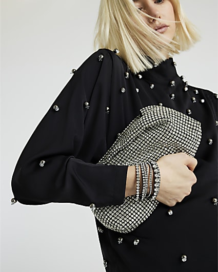 Silver Diamante Stretch Bracelet Pack