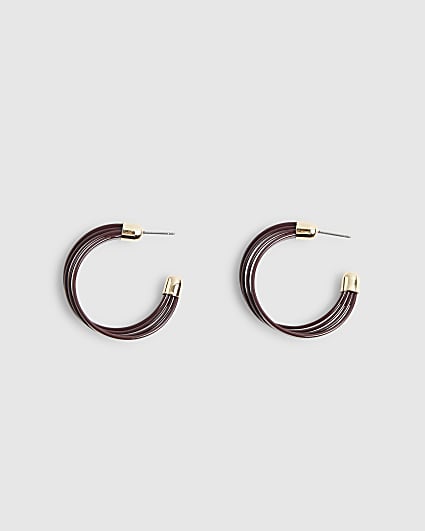 Brown Layered Hoop Earrings