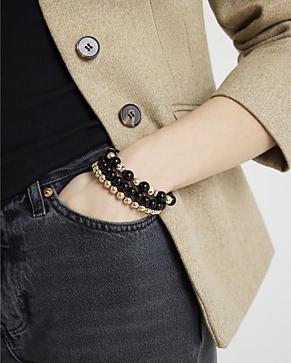 Beige Dalmatian Stretch Bracelet Pack Of 3