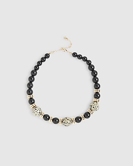 Black Dalmatian Beaded Necklace