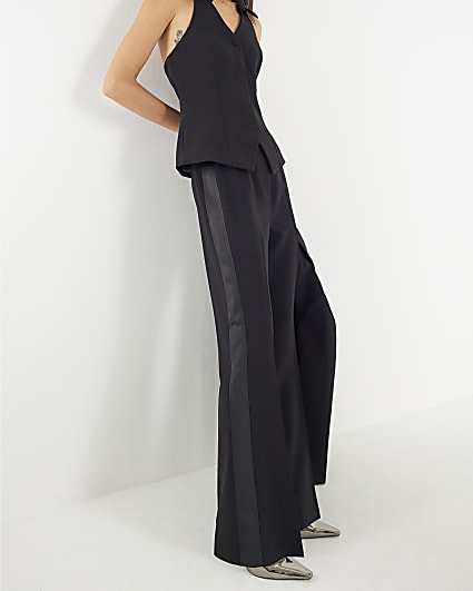 Black Slim Leg Panelled Trousers