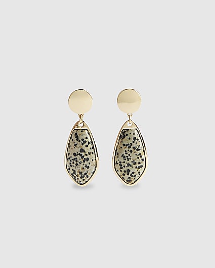 Beige spot print drop earrings