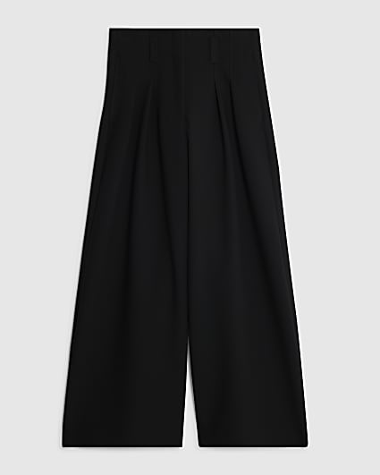 Petite Black High Waist Wide Leg Trousers