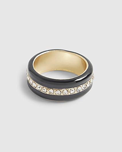 Black Rhinestone Ring