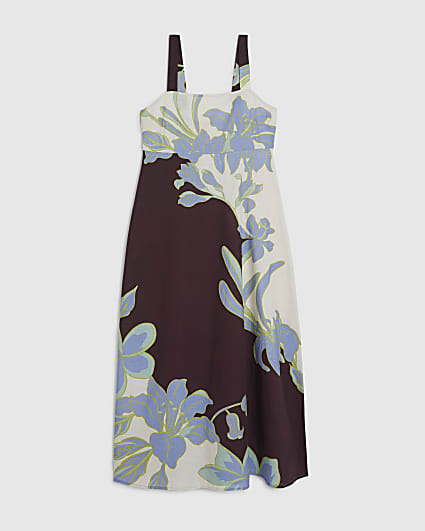 Petite Cream Floral Midi Dress