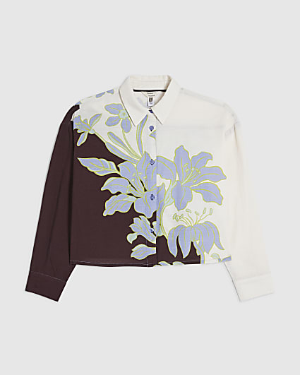 Petite Cream Floral Beach Shirt