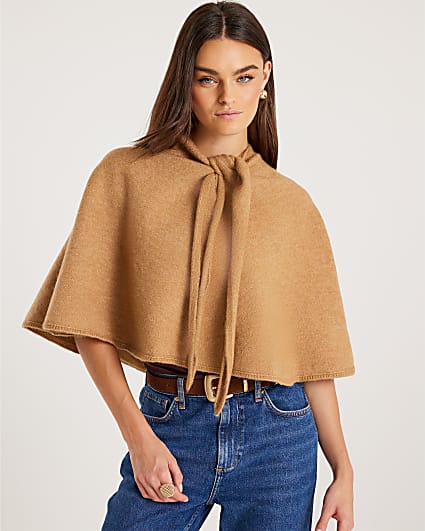 Brown Knitted Cape