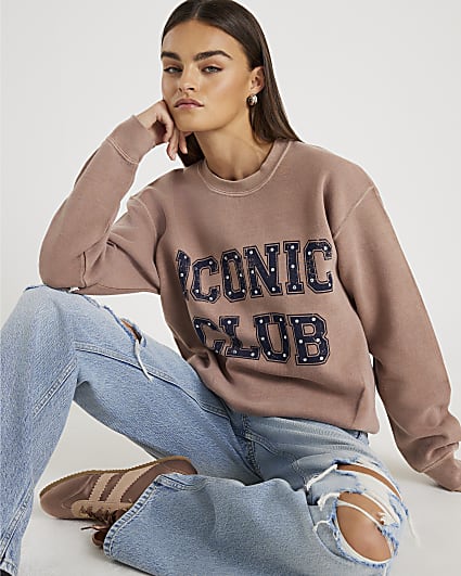 Beige Long Sleeve Iconic Club Sweatshirt