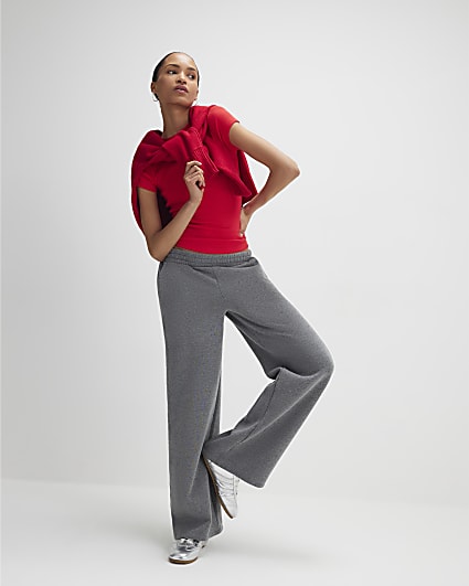 Red Fitted Ribbed T-shirt