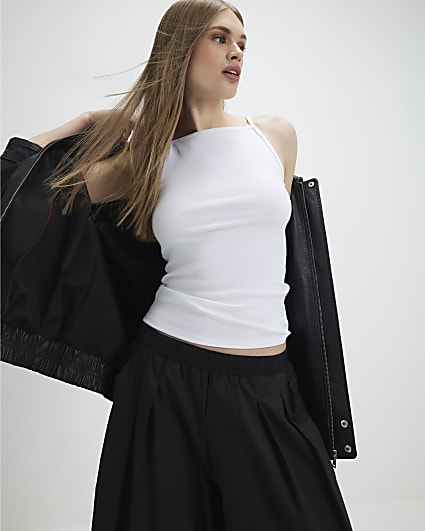 White Sleeveless Cotton Tank Top