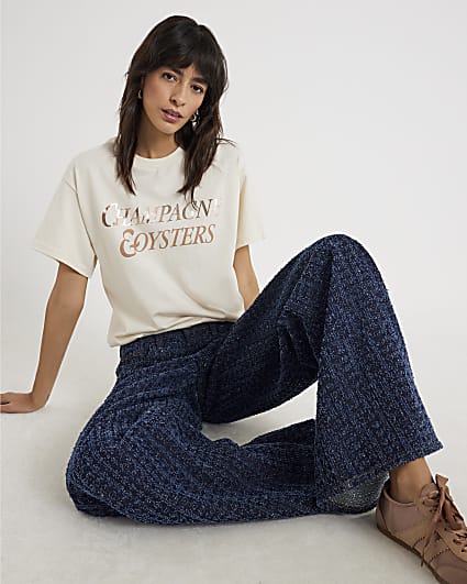 Cream Short Sleeve Champagne Oysters T-shirt