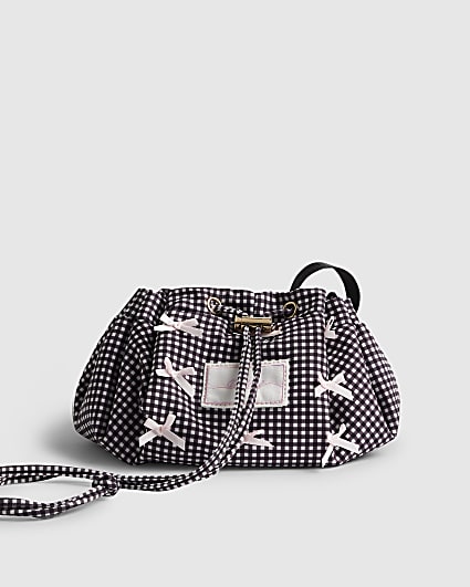 Black Gingham Scrunch Makeup Bag