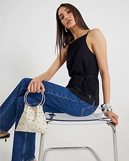 Black Tie Waist Cami Top