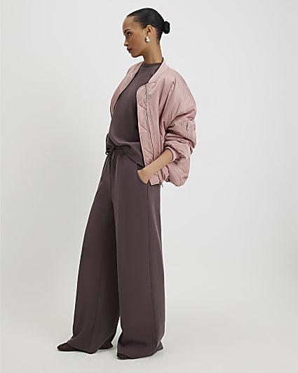 Brown Premium Drawstring Wide Leg Joggers