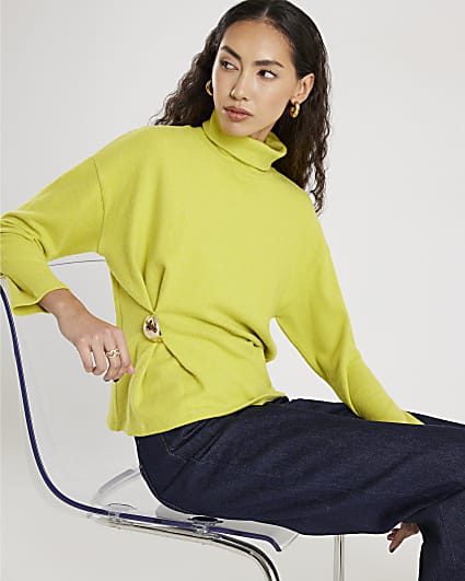 Green Long Sleeve Cosy Gold Detail Top
