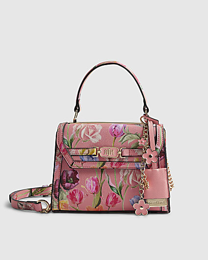 Pink Floral Mini Charm Tote Bag