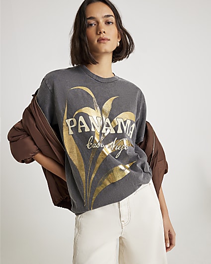 Grey Short Sleeve Panama Foil T-shirt