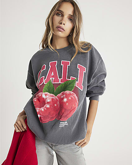 Grey Cali Raspberry Sweatshirt