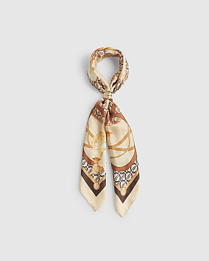Brown Geometric Floral Neck Scarf