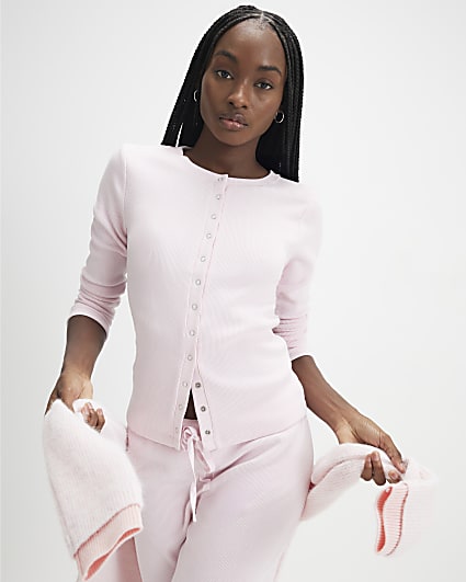 Pink Cardigan and Trousers Loungewear Set