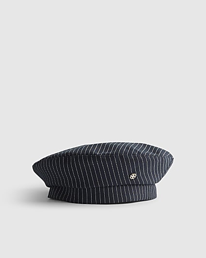 Navy Pinstripe Beret