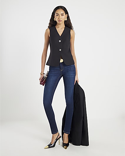 Black Sleeveless V-Neck Waistcoat