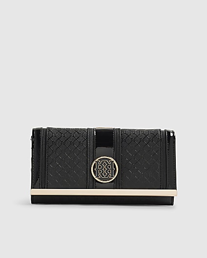 Black Panelled Monogram Clip Top Purse
