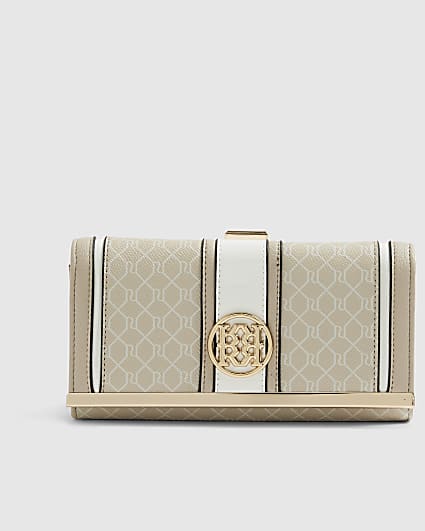 Cream Panelled Clip Top Purse