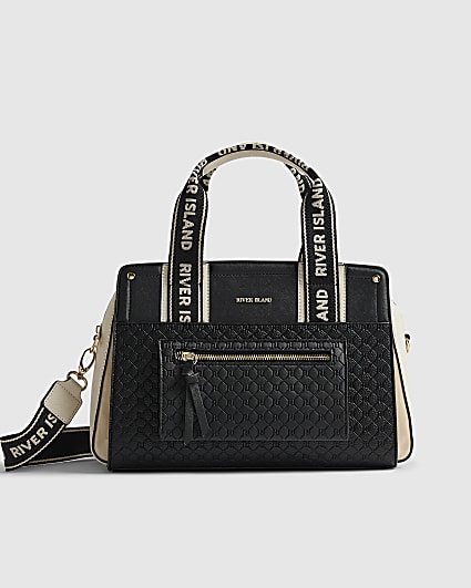 Black Monogram Front Tote Bag