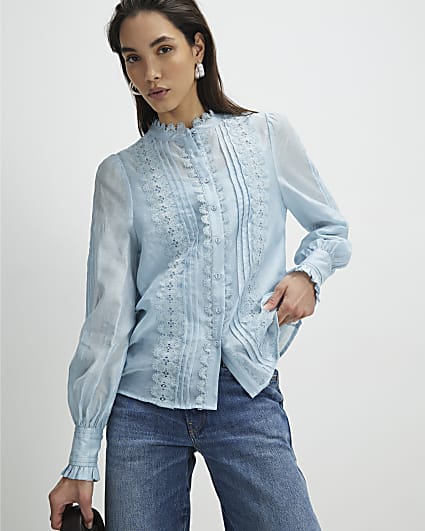 Blue Broderie Shirt