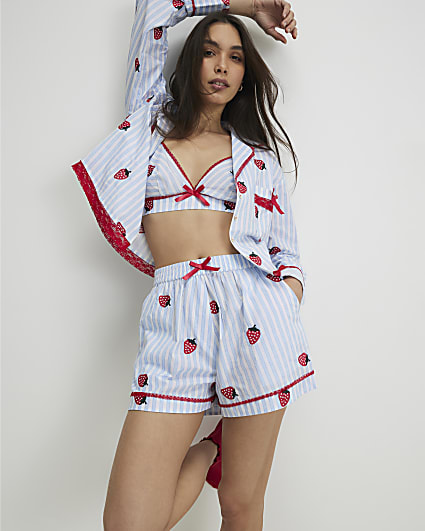 Blue Strawberry Three Piece Loungewear Set