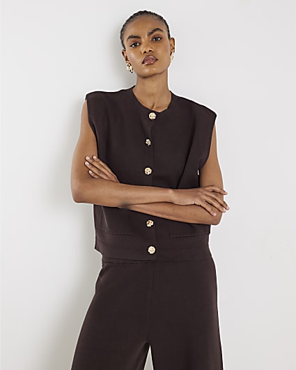 Brown Knitted Waistcoat