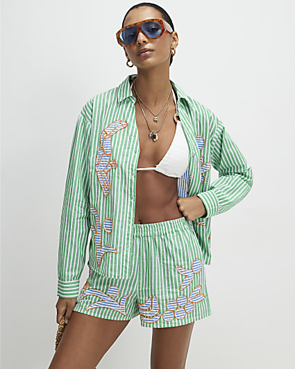 Green Striped Toucan Shorts